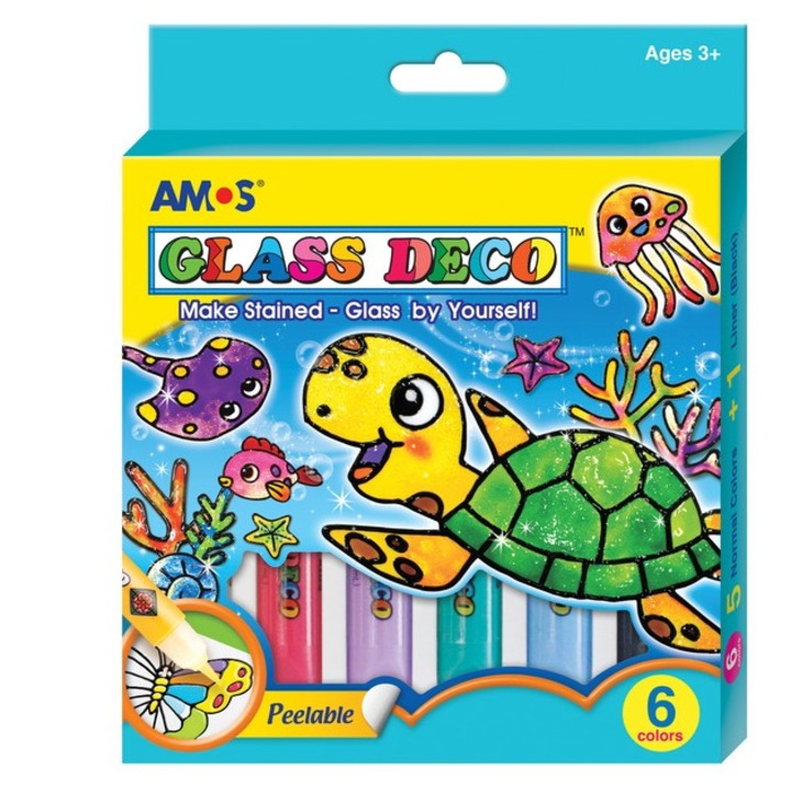 Set de 6 culori pentru pictat pe sticla Glass Deco