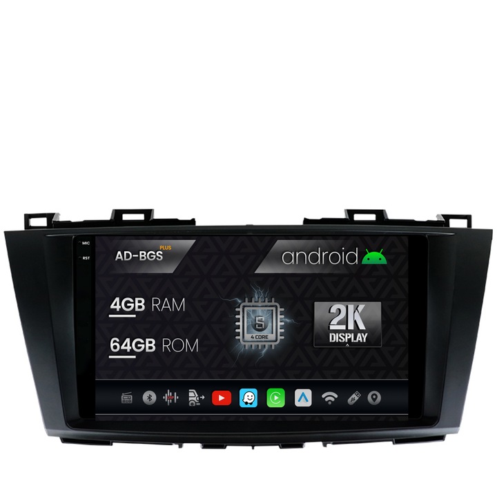 Navigatie Autodrop 2K Mazda 5 (2010-2015), Android OS, S-Quadcore, 4GB RAM, 64GB ROM, 9.5 Inch - AD-BGS90042K, AD-BGRKIT323