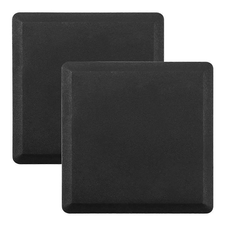 Capace patrate din plastic pentru tevi, 2 bucati, 80x80mm, negru