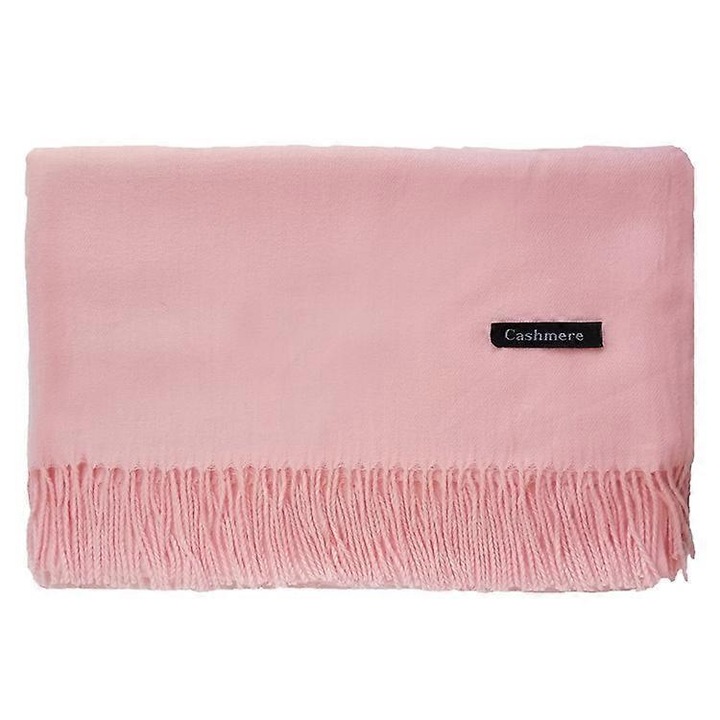 Esarfa din casmir pentru femei, 70x200cm, 38 culori, calduroasa, cu ciucuri