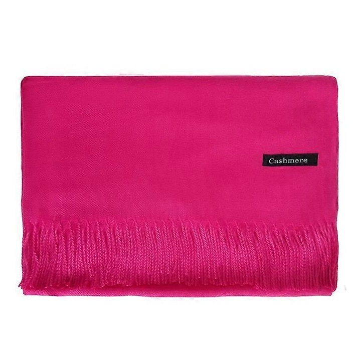 Esarfa din casmir pentru femei, 70x200cm, multicolor, groasa, cu ciucuri