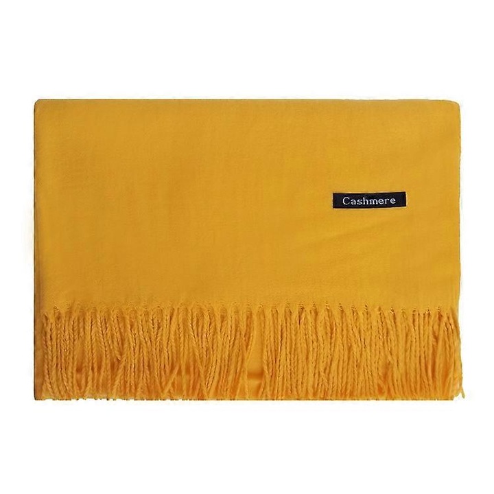 Esarfa din casmir pentru femei, 70x200cm, multicolor, groasa, cu ciucuri