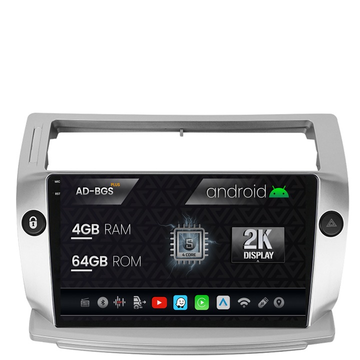 Navigatie Autodrop 2K Citroen C4 (2004-2014), Android OS, S-Quadcore, 4GB RAM, 64GB ROM, 9.5 Inch - AD-BGS90042K, AD-BGRKIT346