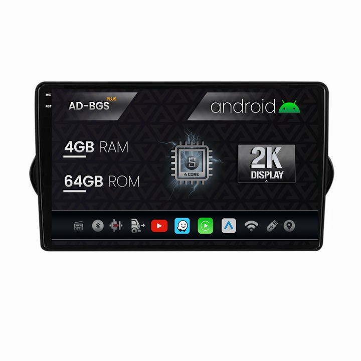 Navigatie Autodrop 2K Fiat Tipo (2015-2021), Android OS, S-Quadcore, 4GB RAM, 64GB ROM, 9.5 Inch - AD-BGS90042K, AD-BGRKIT360
