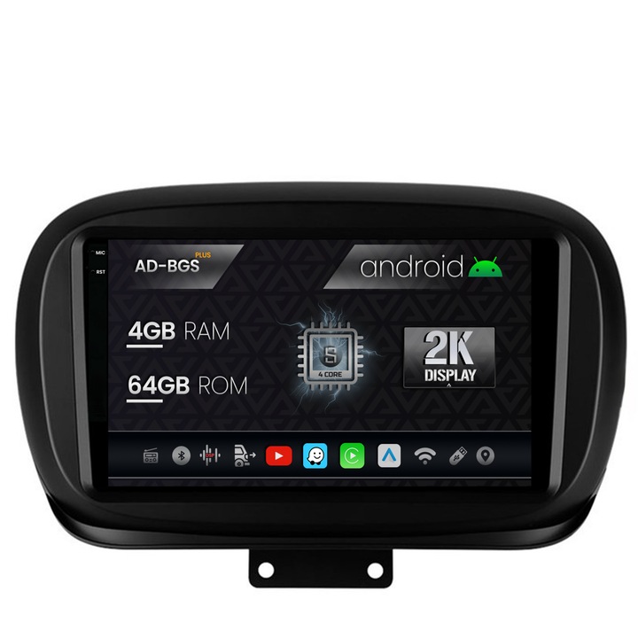 Navigatie Autodrop 2K Fiat 500X (2014-2020), Android OS, S-Quadcore, 4GB RAM, 64GB ROM, 9.5 Inch - AD-BGS90042K, AD-BGRKIT362