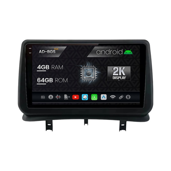 Navigatie Autodrop 2K Renault Clio 3 (2005-2013), Android OS, S-Quadcore, 4GB RAM, 64GB ROM, 9.5 Inch - AD-BGS90042K, AD-BGRKIT371V2