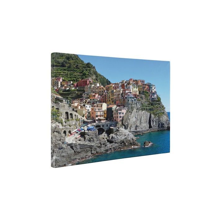Casute colorate pe mal - Tablou Canvas - 85x110 cm