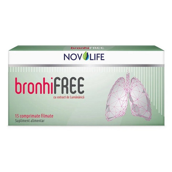 Supliment alimentar BronhiFREE, 15 comprimate filmate, Novolife