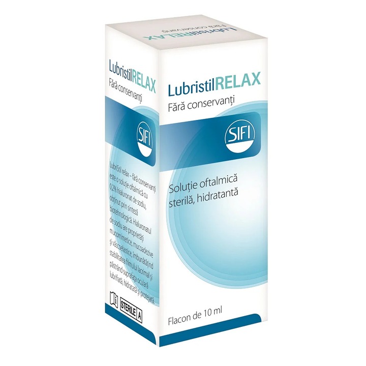 Solutie oftalmica Lubristil 0.15%, 10 ml, SIFI, pentru iritatii si uscaciune oculara