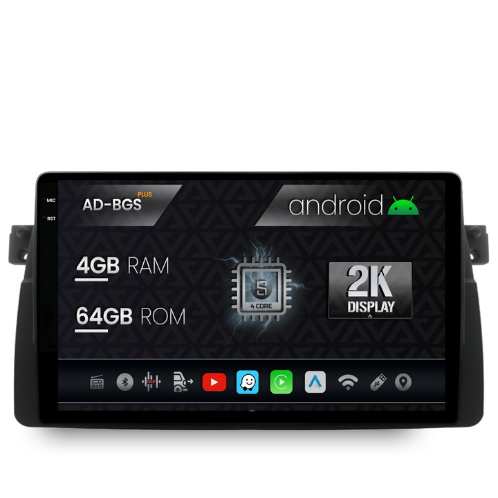 Navigatie Autodrop 2K BMW E46, Android OS, S-Quadcore, 4GB RAM, 64GB ROM, 9.5 Inch - AD-BGS90042K, AD-BGRKIT397