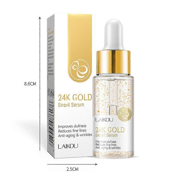 Serum cu melc 24K Gold, 15ml, pentru toate tipurile de ten, efect anti-imbatranire, hidratare profunda