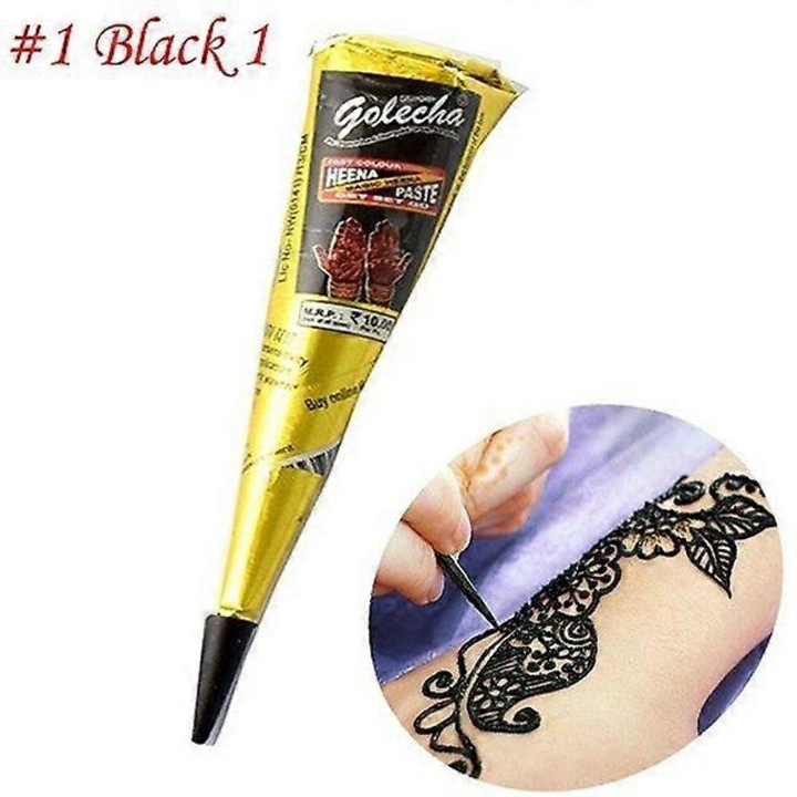 Con de vopsea henna naturala, set de 1, negru, 25g, 14x2.5cm