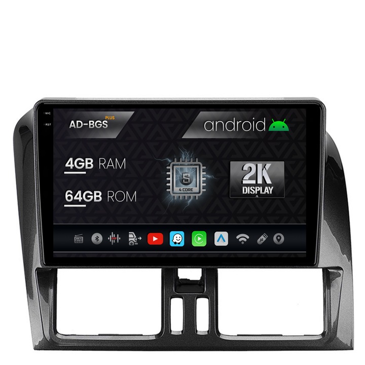 Navigatie Autodrop 2K Volvo XC60 (2014-2019), Android OS, S-Quadcore, 4GB RAM, 64GB ROM, 9.5 Inch - AD-BGS90042K, AD-BGRKIT400-1419
