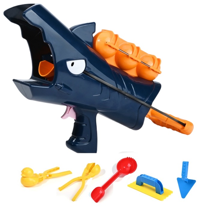 Комплект играчки за сняг, JALWO, Снежен пистолет, Играчка за правене на снежни топки, 6 броя, Многоцветен