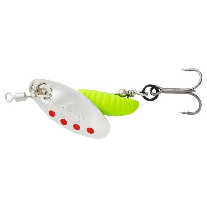 Savage Gear Grub Spinner forgókanál, 2. sz., 5,8 g, ezüst-piros-lime szín