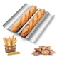 Tava Bagheta Multifunctionala, 4 Forme, din Otel Carbon cu Acoperire Antiaderenta, pentru Paine, Baghete si Croissanturi in Cuptor, argintiu