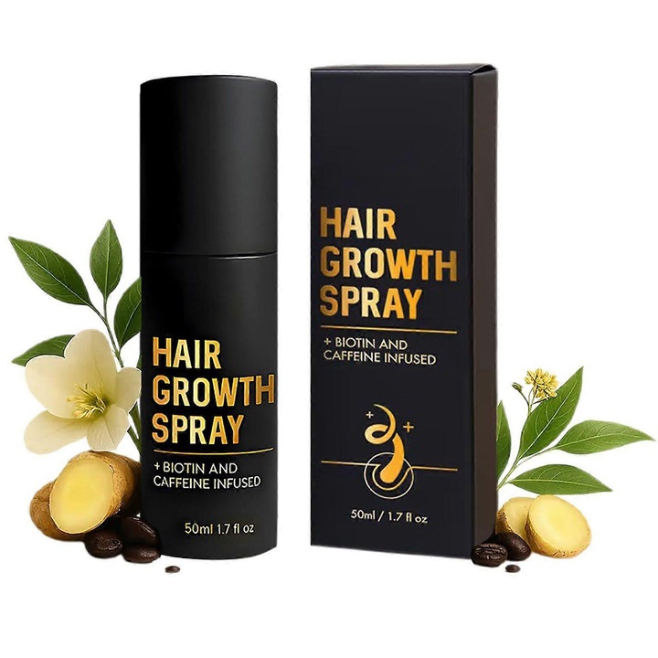 Spray pentru Cresterea Parului HaloGrow, 50ml, cu Biotina si Nutrienti Vegetali, pentru Par Normal si Subtire