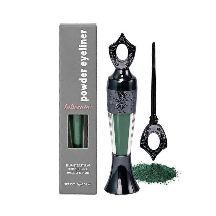 Молив и очна линия за очи, Kohl Powder Eyeliner, 100% натурален, водоустойчив, тъмнозелен, комплект 1 бр.