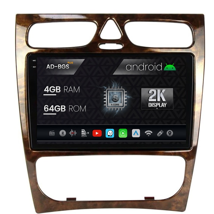 Navigatie Autodrop 2K Benz C Class (W203) (2002-2004), Android OS, S-Quadcore, 4GB RAM, 64GB ROM, 9.5 Inch - AD-BGS90042K, AD-BGRKIT416V3