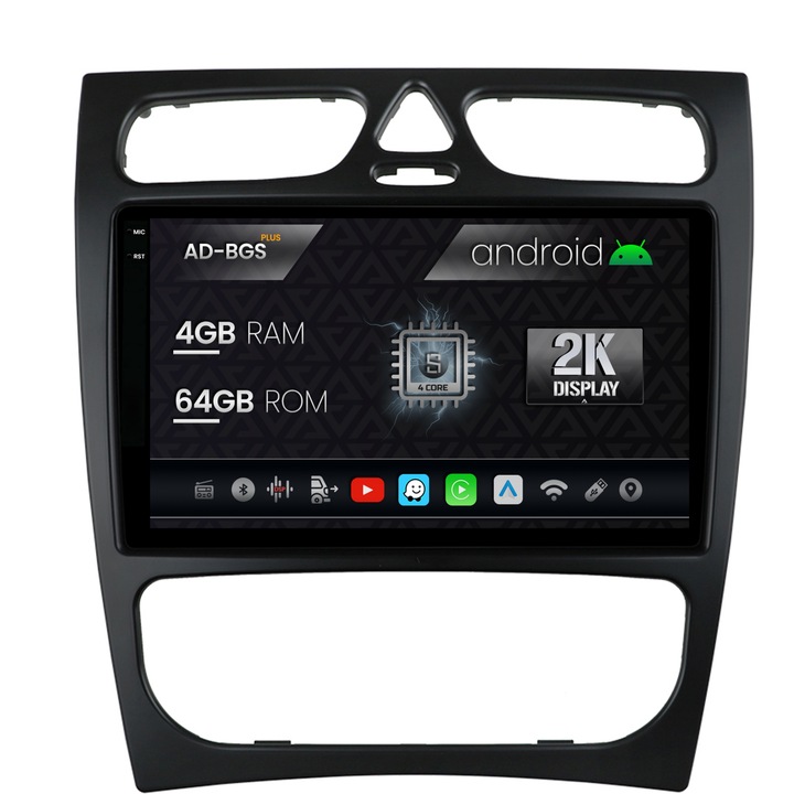 Navigatie Autodrop 2K Mercedes Benz C-Class W203 (2000-2005), Android OS, S-Quadcore, 4GB RAM, 64GB ROM, 9.5 Inch - AD-BGS90042K, AD-BGRKIT416