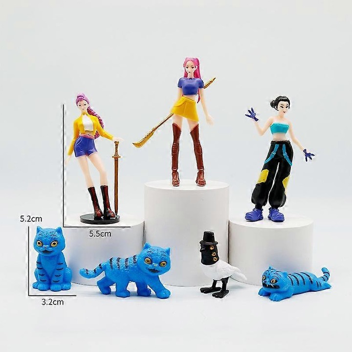 Комплект 5 фигурки K Pop Demon Hunters, PVC, декорация за торта, многоцветни