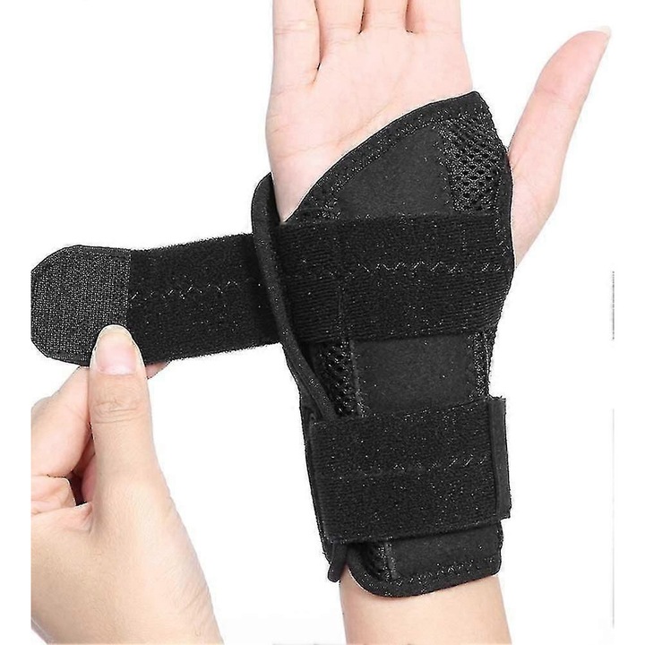 Atela de sustinere pentru incheietura mainii, suport pentru sindromul de tunel carpian, tendonita si artrita, neagra, L