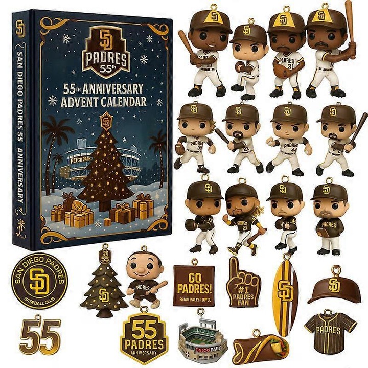 Calendar de advent cu echipe de baseball, 26x18x3cm, multicolor, pentru tineri, San Diego Padres