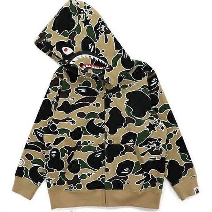 Hanorac copii, BAPE, WGM Camo 3D, gluga, fermoar, multicolor, poliester