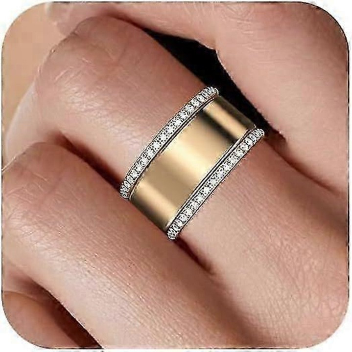 Set 2 inele stacking 14K aur, design elegant, dimensiuni 5-10, pentru bijuterii dama