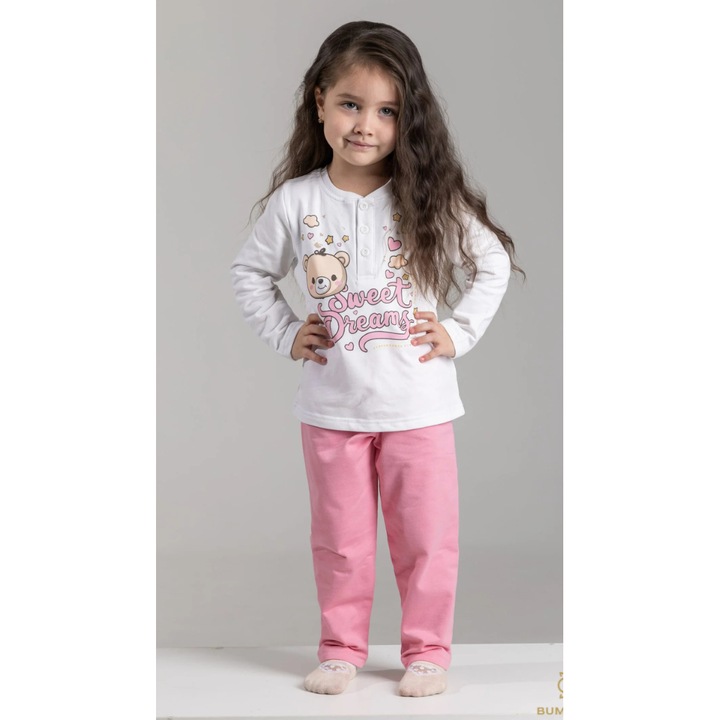 Pijamale din bumbac cu imprimeu, pentru fete