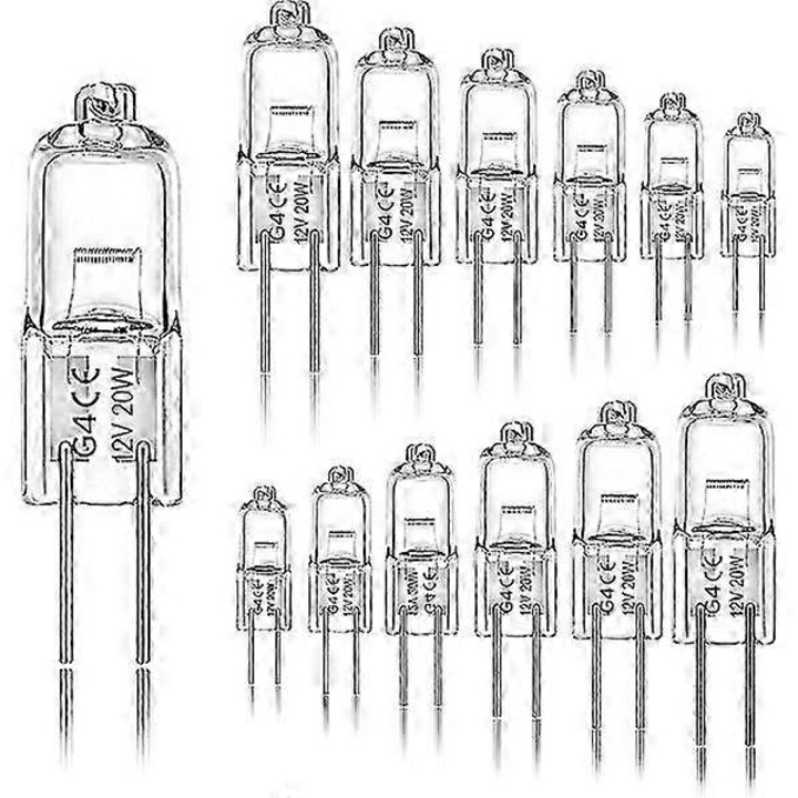 Set 12 becuri halogen G4 20W 12V 2800K, alb cald, 2 pini