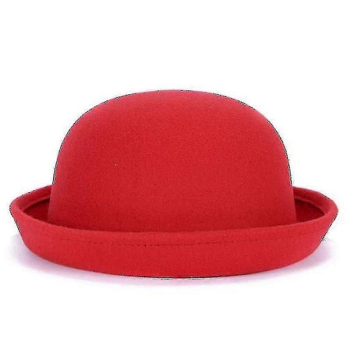 Női gyapjú fedora kalap, piros, állítható méret 52-57cm, alkalmi stílus