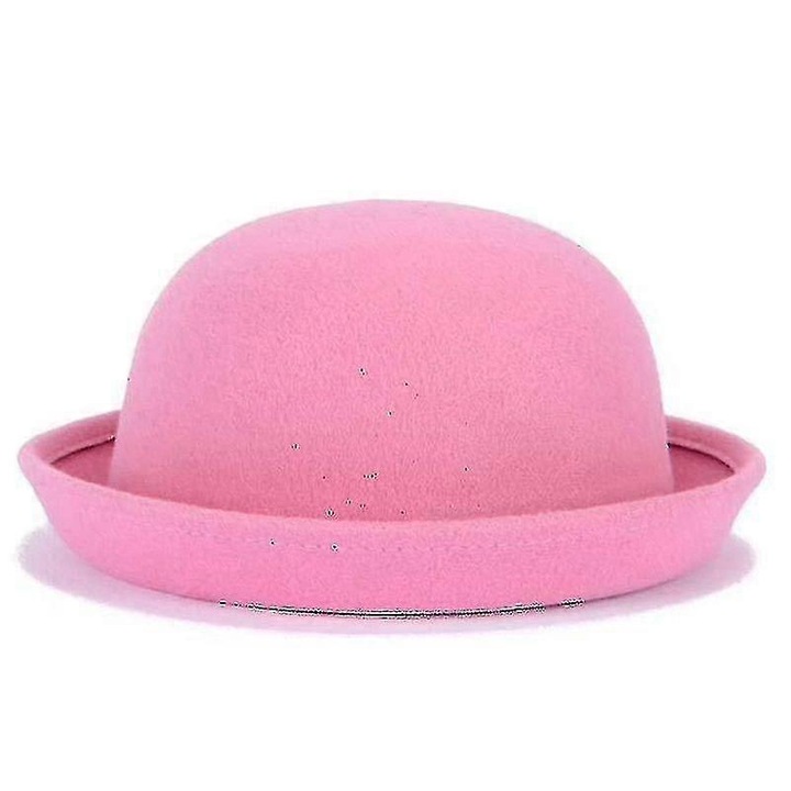 Caciula Fedoras pentru femei, roz, dimensiune ajustabila 52-57cm, din lana si poliester