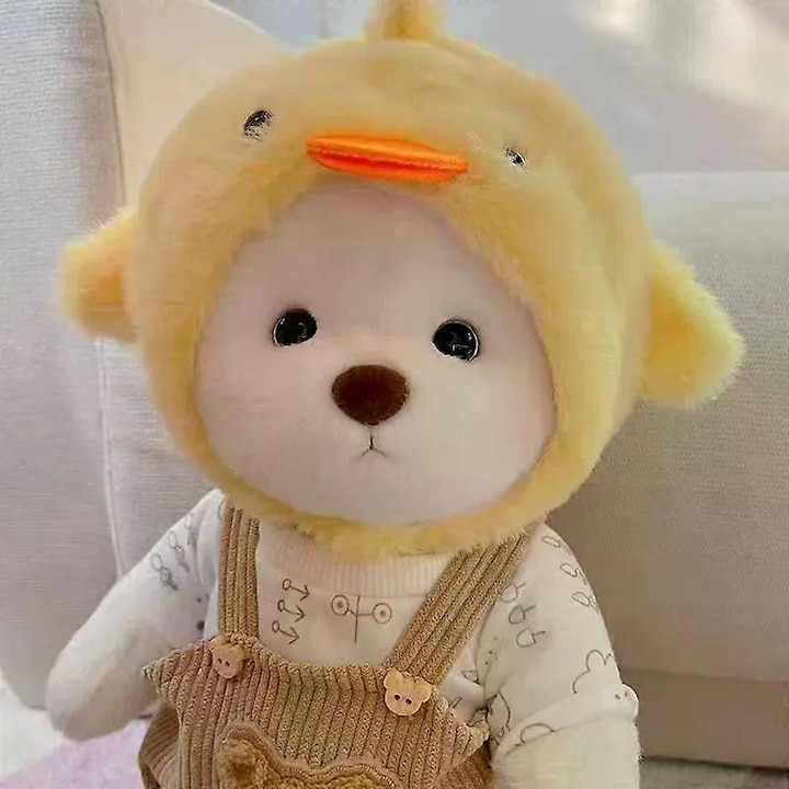 Плюшена играчка, мече, 30см, жълто, комплект с кукла