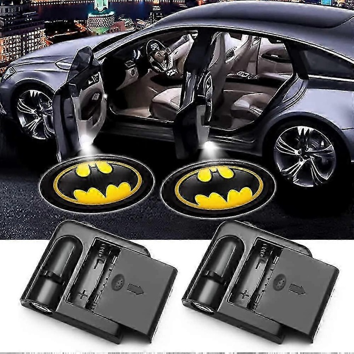 Set de 2 proiectoare logo usa auto, proiector wireless, iluminare LED, usor de instalat