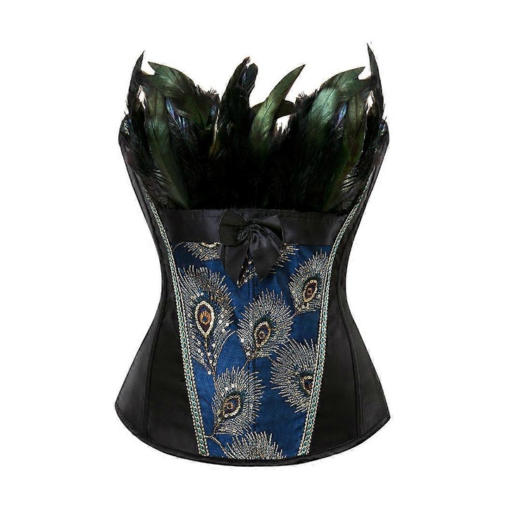 Corset sexy negru cu fusta din dantela, 3XL, pentru costume de Halloween si burlesque