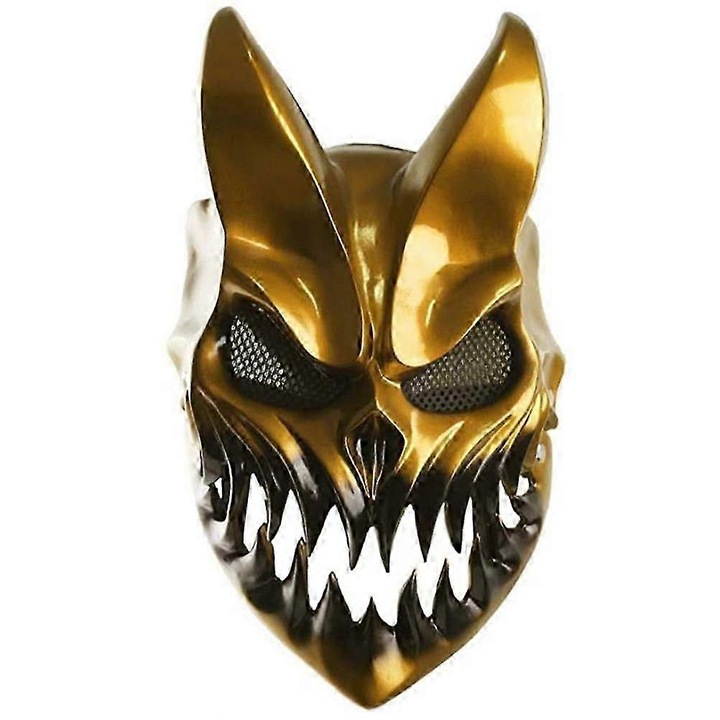 Masca Carnaval, PVC, cu gura mobila, pentru cosplay, Halloween, Auriu