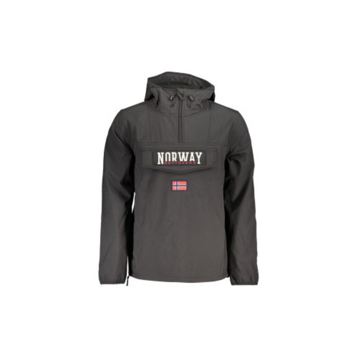 Jacheta Norway 1963 pentru barbati, Soft Shell cu gluga, neagra (Nero), fermoar si buzunare, Negru