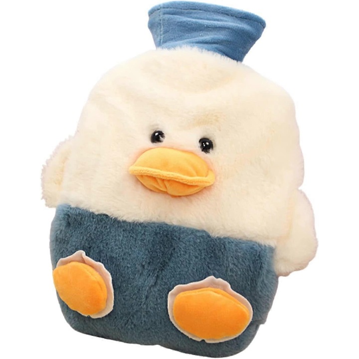 Бутилка с топла вода, 750 мл, с полар, за облекчаване на болка, син