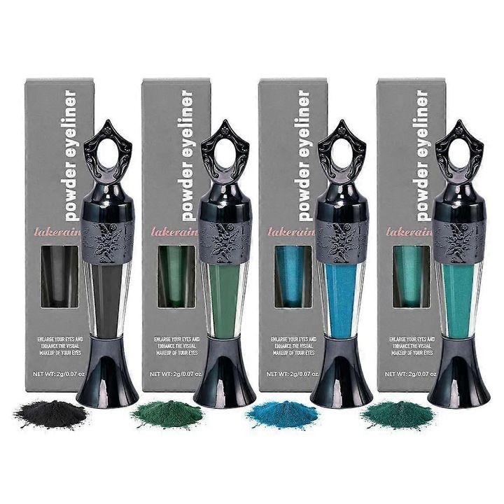 Creion si tus ochi, Kohl Powder Eyeliner, set 4 bucati, waterproof, multicolor