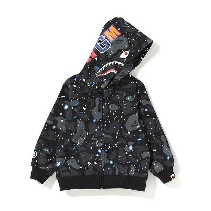 Hanorac copii, BAPE 3D, fermoar tip rechin, negru, casual