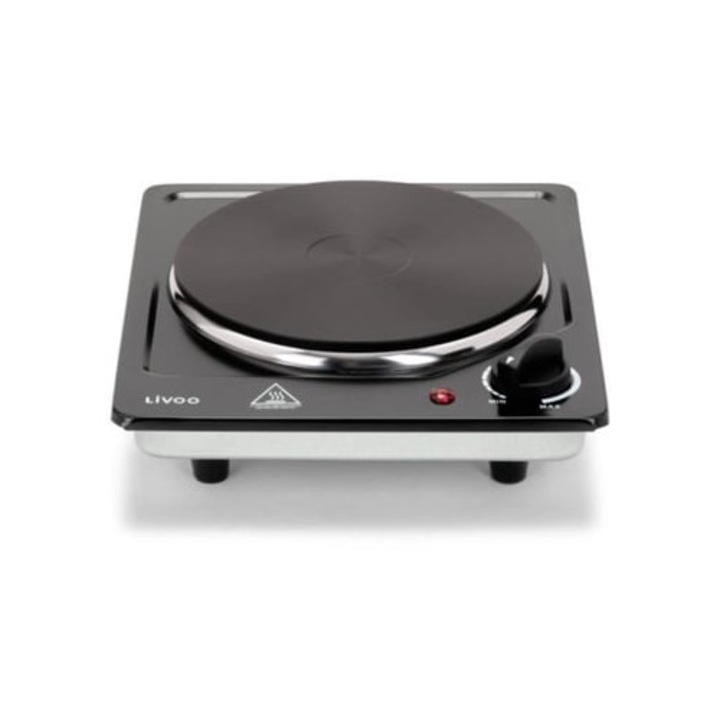 Plită electrică portabilă LIVOO Doc167N, 2 zone de gătit, neagră, dimensiuni 30x45cm
