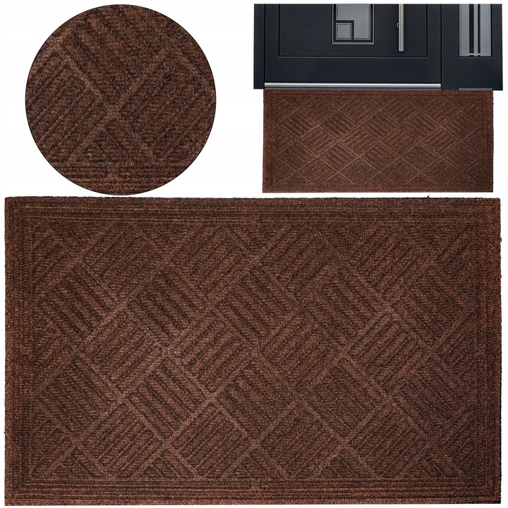 Covoras intrare Deco4Home Kiri, absorbant, antiderapant, maro, 80x120cm