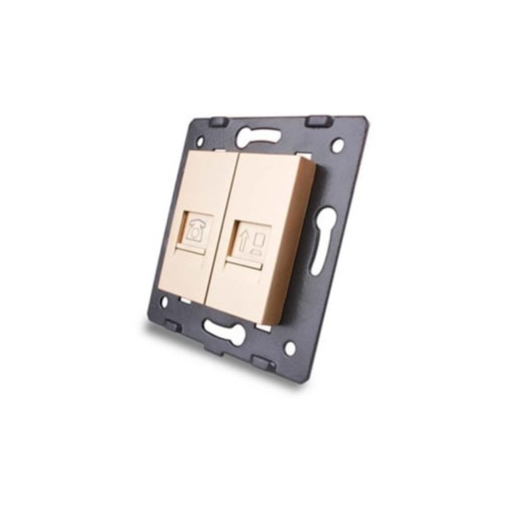 Cutie LEDBOX RJ11 Telefon + RJ45 Mecanism Incorporat, Multicolor