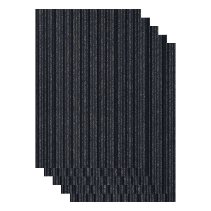 Set 5 panouri decorative, riflaj, polimer rigid,260x30x0.6 cm, albastru