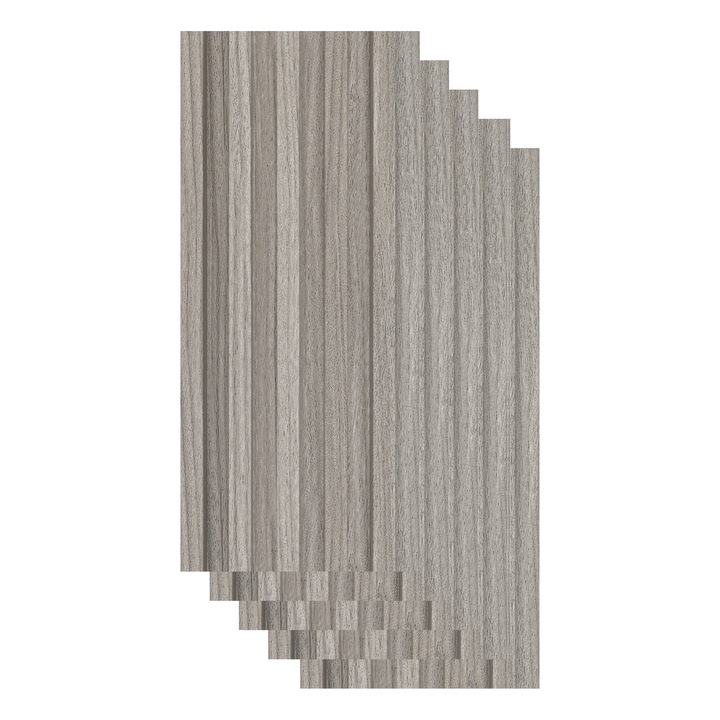 Set 5 panouri decorative, riflaj, wpc, 260x20x2cm, gri