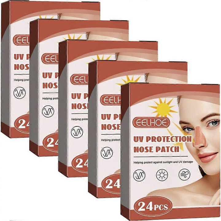 Set 24 plasturi de protectie UV pentru nas, bej, 6x9cm