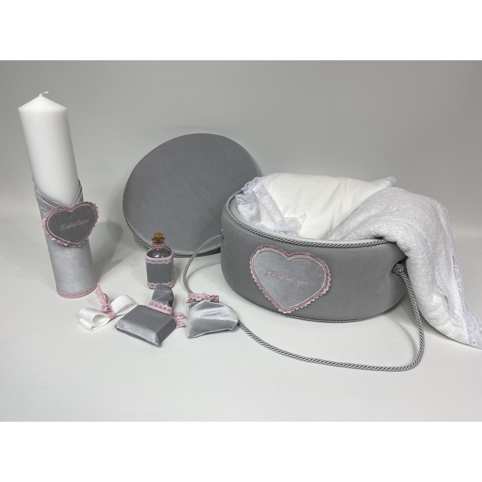 Trusou botez la cufar Din catifea si lumanare id:47 model Ola Baby