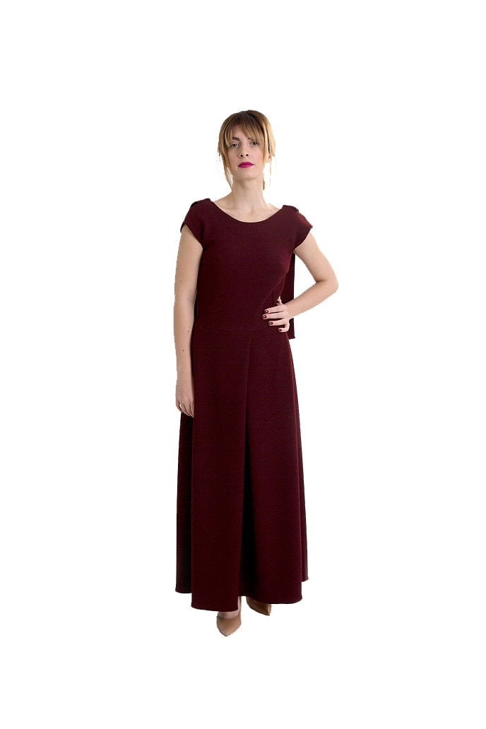 Rochie de lana, Lucia Rosca, culoare grena, marimea 36 EU