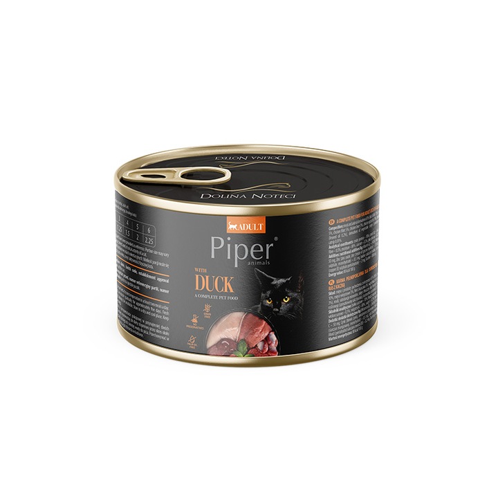 Hrana umedă pentru pisici, Piper Animals, cu rață, 185 g, adult